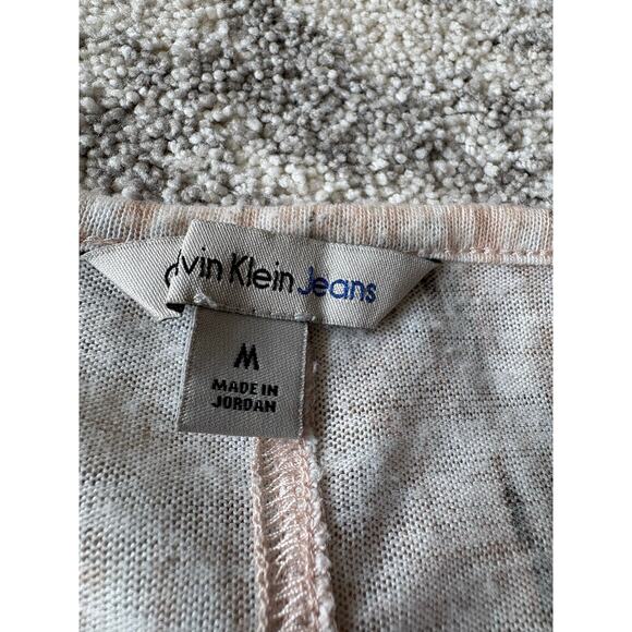 Calvin Klein Jeans thin keyhole beige pullover long sleeve blouse women's size M - Picture 5 of 9